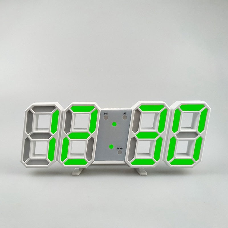 Groß 3D Modern Digital LED Wanduhr 24/12 Stunde USB Display Timer Alarm