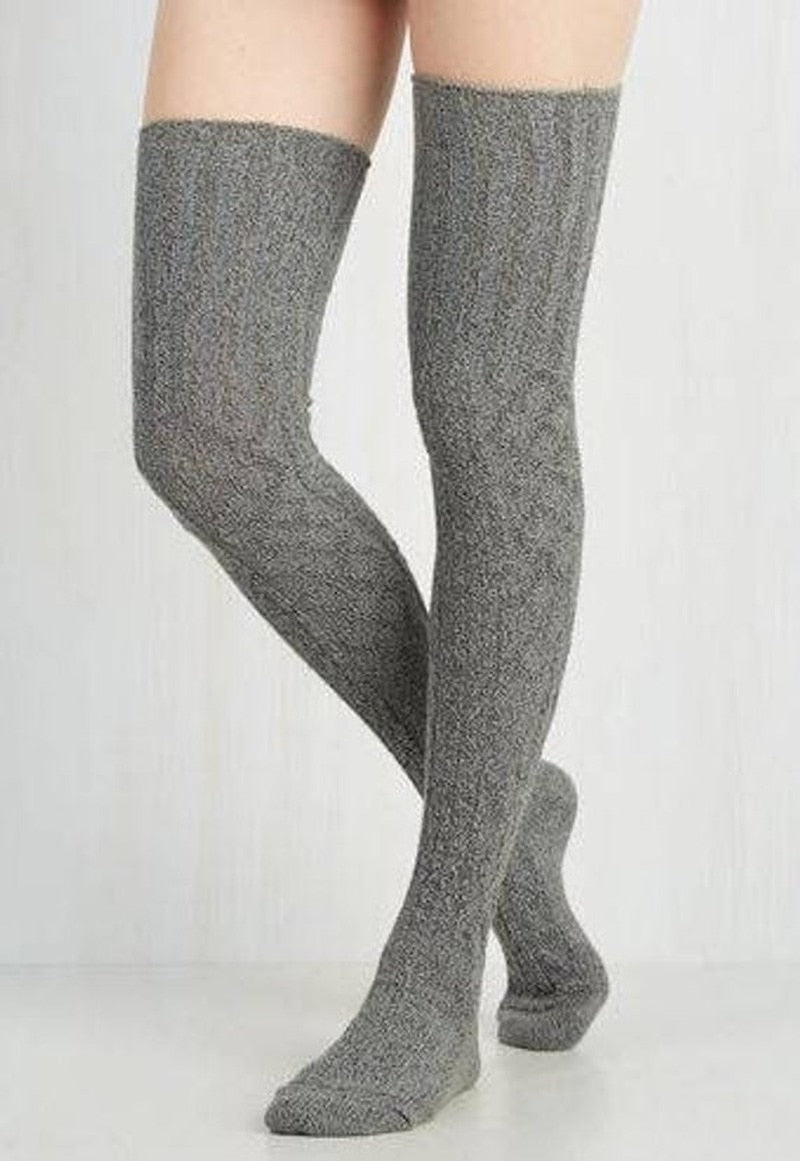 Damen Lange Socken Beinwärmer Stulpen Beinlinge Häkeln Kniestrümpfe Overknees