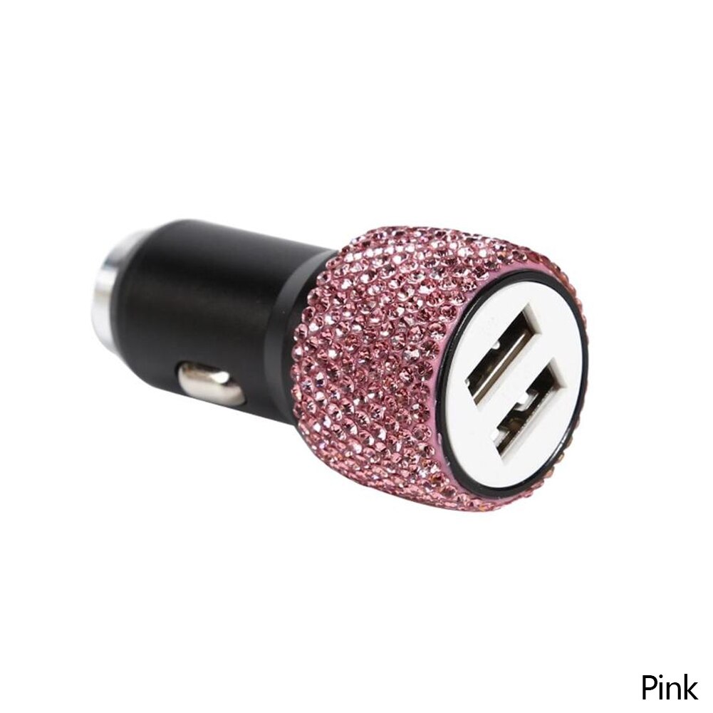 Dual USB Auto Zigarettenanzünder Auto Ladegerät Adapter Strass Kristall Ladegerät USB Stecker Bling Auto Zubehör für iPhone Xiaomi
