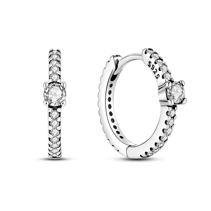 1 Paar Creolen aus 925 sterling Silber Ohrringe Ohrschmuck Zirkonia Ohrstecker