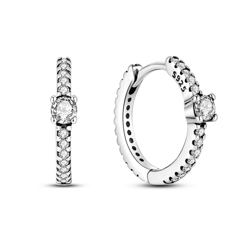 1 Paar Creolen aus 925 sterling Silber Ohrringe Ohrschmuck Zirkonia Ohrstecker