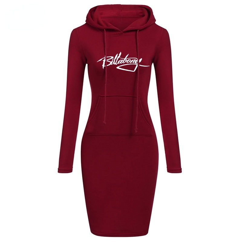 Dame Kapuzenpullover Minikleid Hoodie Sweatshirt Longtops Tunika Jumper Kleider Streetwear