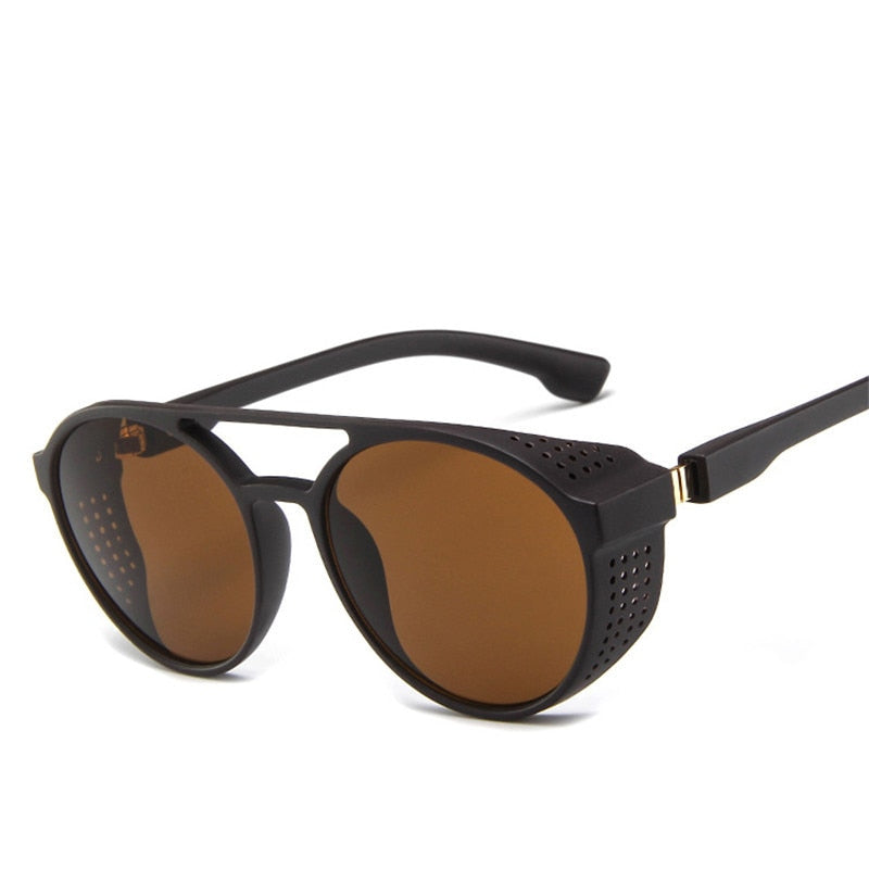 LeonLion Luxus Schwarz Matt Rund Herren Sonnenbrille Markenbrille Retro UV400