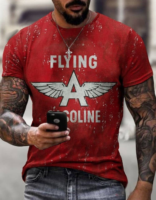 Fashion Herren Vintage Motorsport 3D T-Shirt Rundhals Unisex Sommer Streetwear