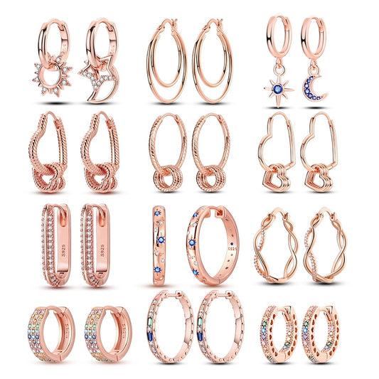 1 Paar Creolen aus 925 sterling Silber Rosegold Ohrringe Zirkonia Ohrstecker