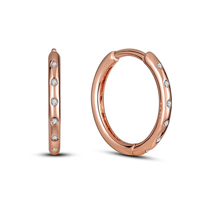 1 Paar Creolen aus 925 sterling Silber Ohrringe Ohrschmuck Zirkonia Ohrstecker