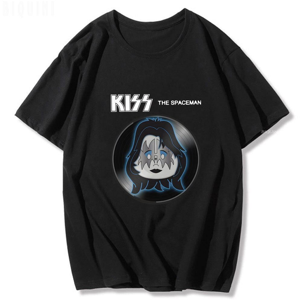 Herren 3D T-Shirt Rundhals Unisex Kiss Streetwear Hard Rock Band 100% Baumwolle