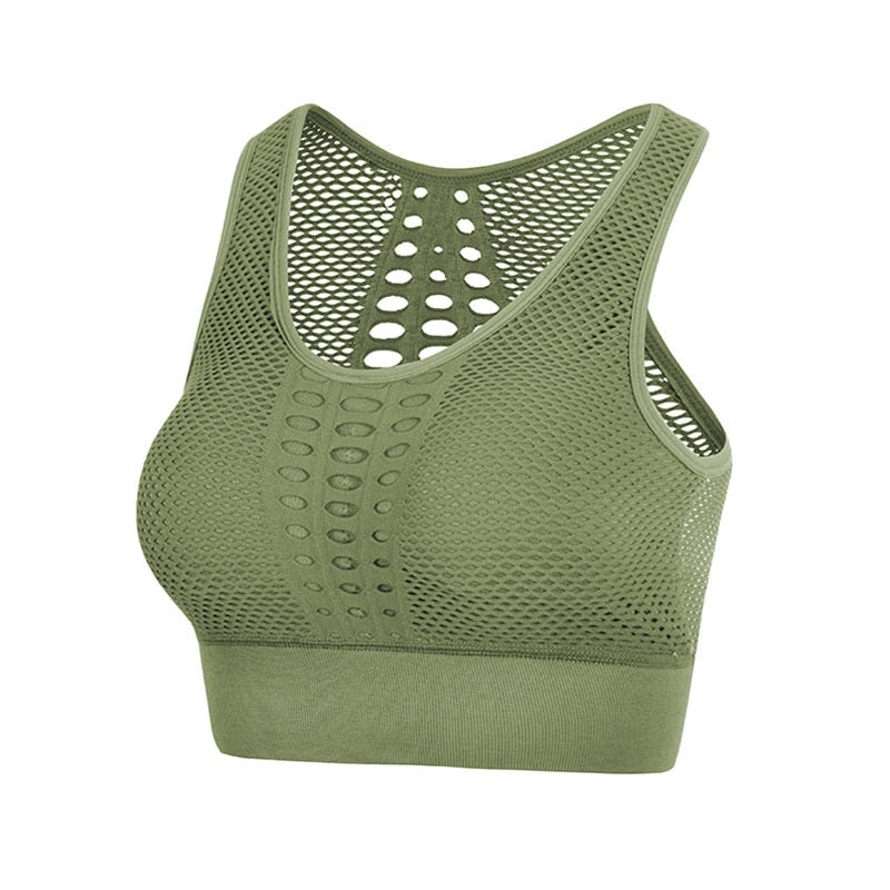 Damen Sport BH ohne Bügel mit push up Atmungsaktiver Microfaser Yoga-BH Nahtlos