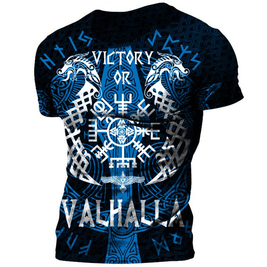 Vikings Herren Tattoo 3D T-Shirt Rundhals Unisex Sommer Streetwear
