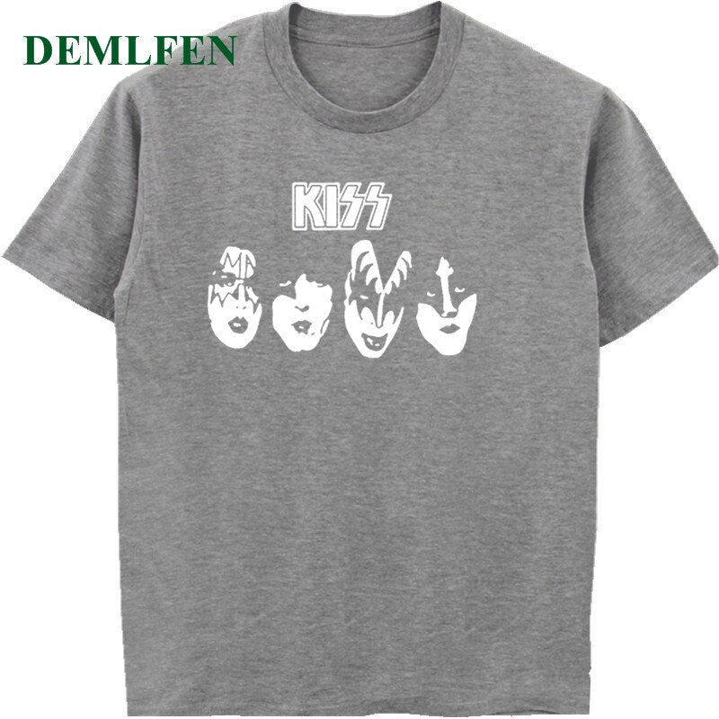 Herren Kiss Rock Band T-Shirt Rundhals Unisex Sommer Streetwear 100% Baumwolle