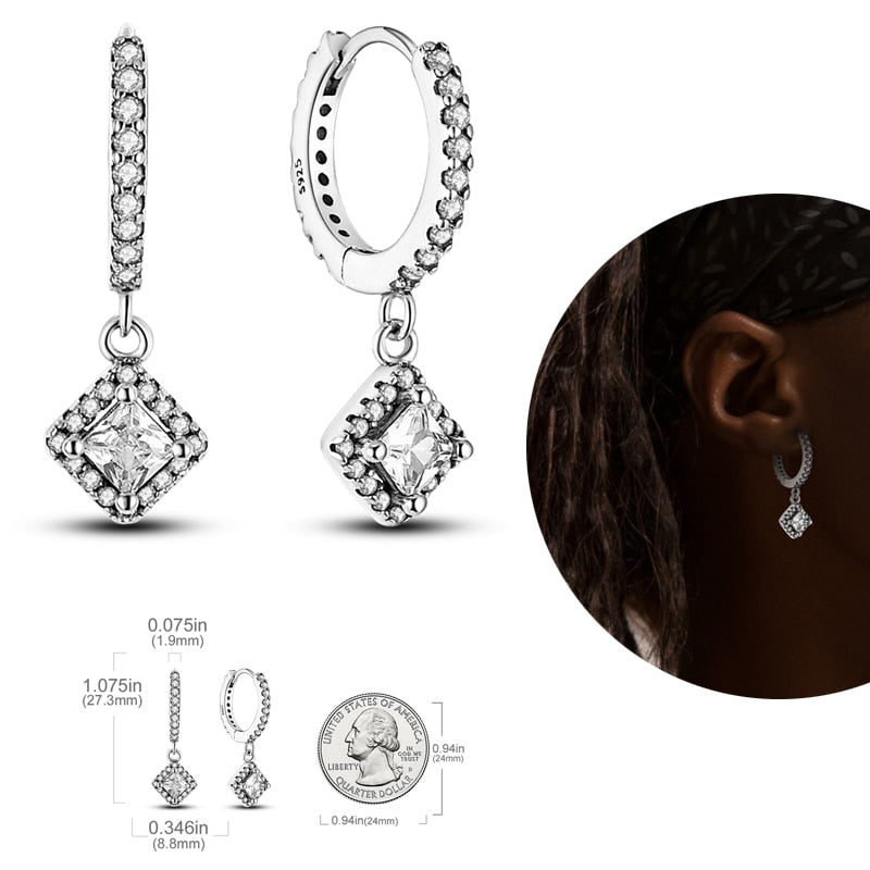 1 Paar Creolen aus 925 sterling Silber Ohrringe Ohrschmuck Zirkonia Ohrstecker