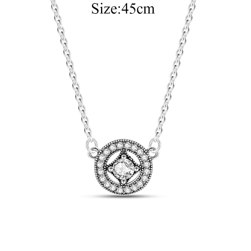 Massiv Sterling Silber 925 Panzerkette Fashion Halskette mit Zirkonia Anhänger Damen