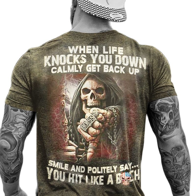 Männer Metal Skull 3D T-Shirt Rundhals Unisex Sommer Streetwear
