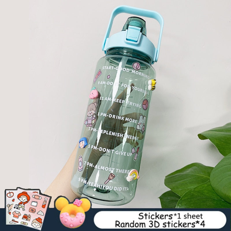 2L Trinkflasche Sportflasche Wasserflasche Getränkeflasche BPA-frei Tritanflasche