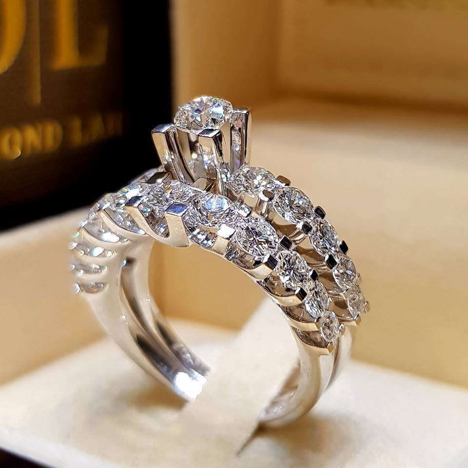 Massiv Sterling Silber 925 Ring filigran Fashion Damenring mit 3A Zirkonia