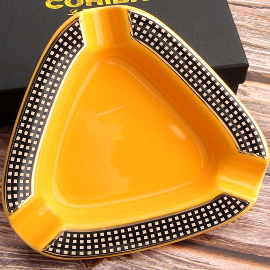 COHIBA Keramik Zigarren Aschenbecher Tragbarer für 3 Zigarrenschlit Mit Geschenkbox