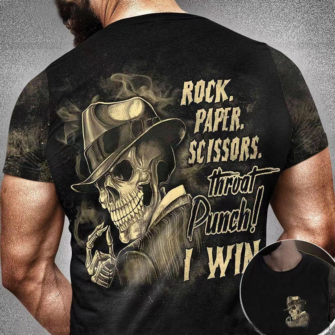Herren Metal Skull 3D T-Shirt Rundhals Unisex Sommer Streetwear