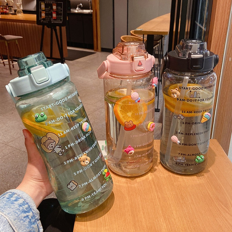 2L Trinkflasche Sportflasche Wasserflasche Getränkeflasche BPA-frei Tritanflasche