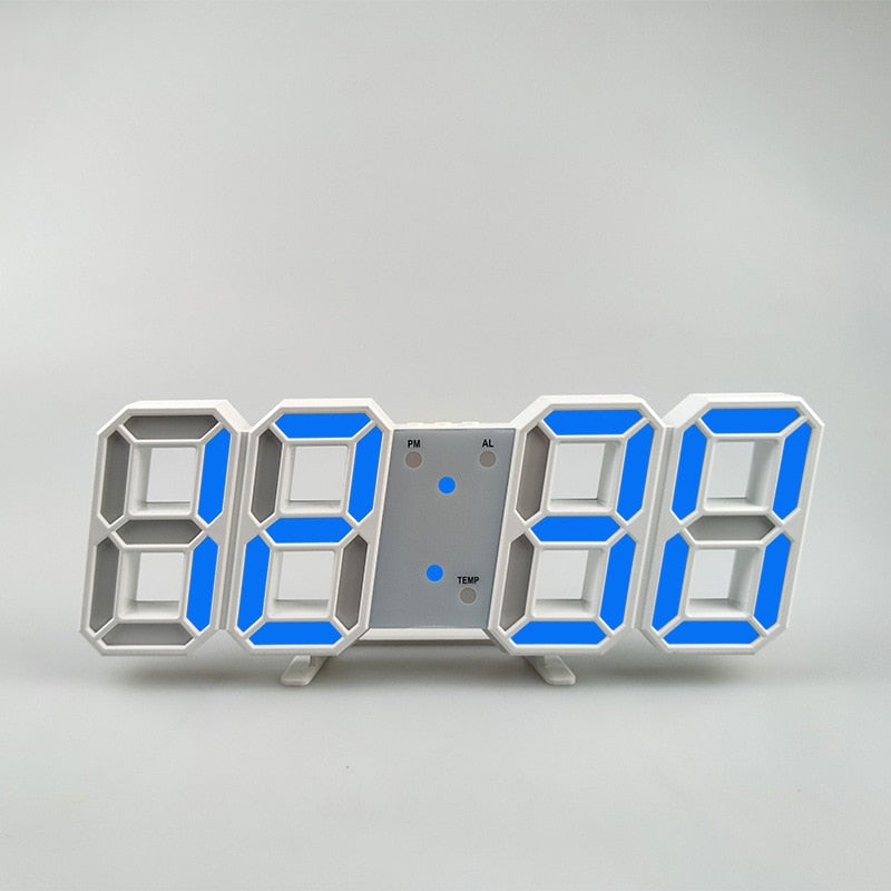 Groß 3D Modern Digital LED Wanduhr 24/12 Stunde USB Display Timer Alarm