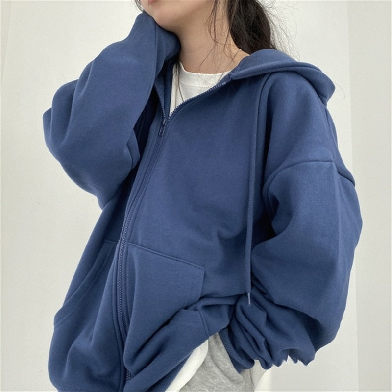 Kapuzenpullover Sweatjacke Zip Hoodie Sweatshirt Pullover Pulli Damen