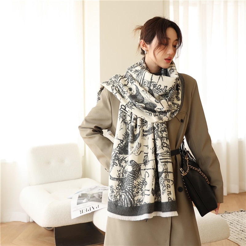 XXL Damen Winterschal Kaschmir Viskose Stola Schlauchschal  Halstuch Strickschal Loop NEU
