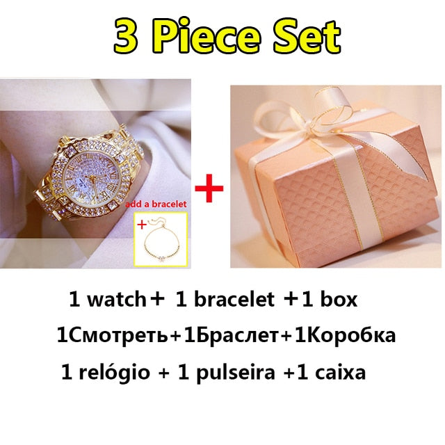 Damen Armband Uhr Mode Fashion Strass Luxus Chronograph Business Schmuck