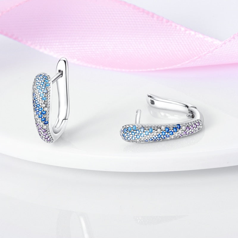 1 Paar Creolen aus 925 sterling Silber Ohrringe Ohrschmuck Zirkonia Ohrstecker