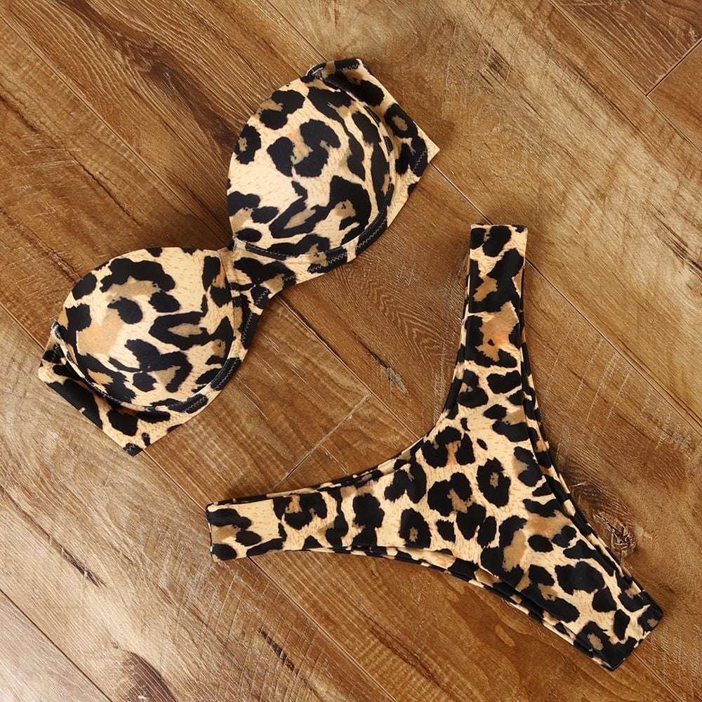 Damen Push Up Bikini Set BH Gepolstert Brasilianischer Badeanzug Bademode Strand Bademode