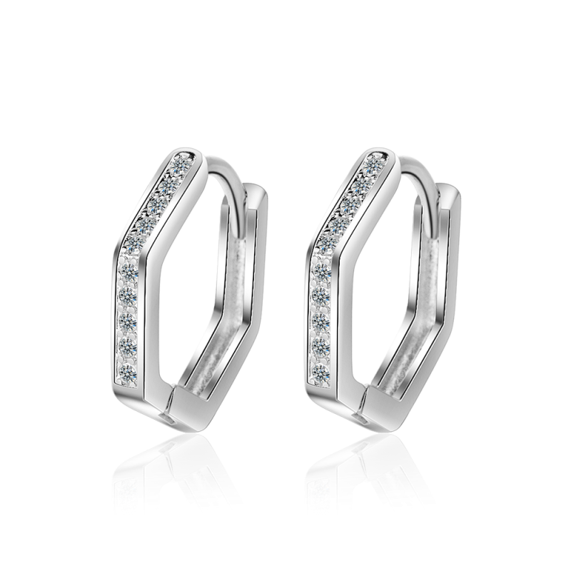 1 Paar Creolen aus 925 sterling Silber Ohrringe Ohrschmuck Zirkonia Ohrstecker