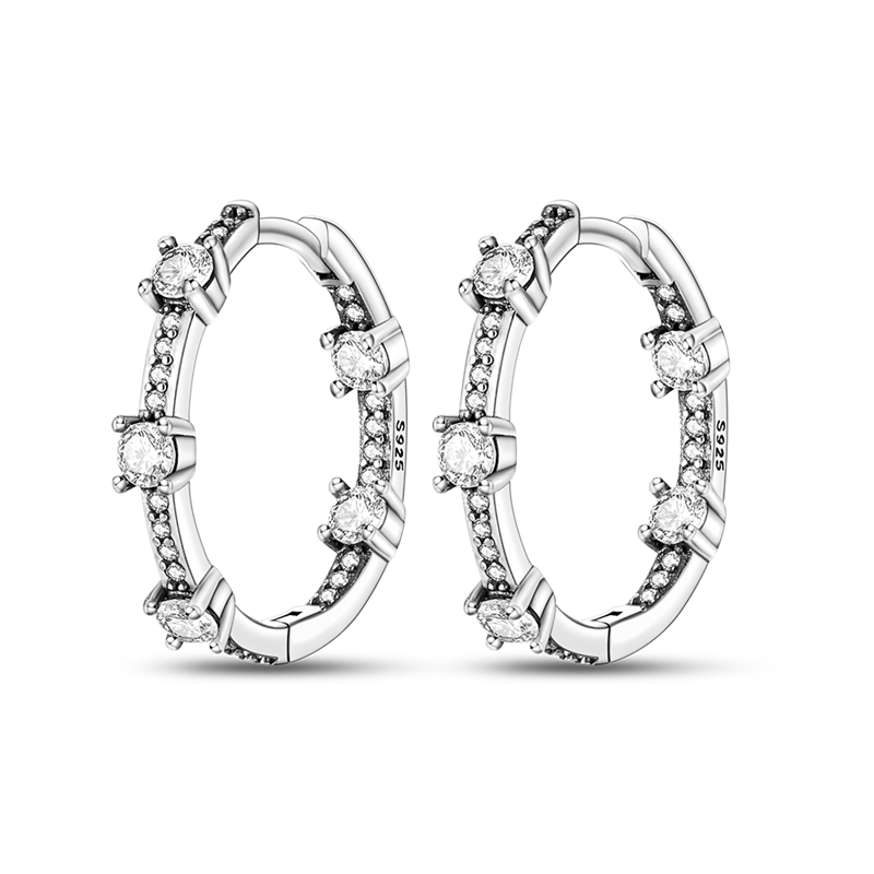 1 Paar Creolen aus 925 sterling Silber Ohrringe Ohrschmuck Zirkonia Ohrstecker