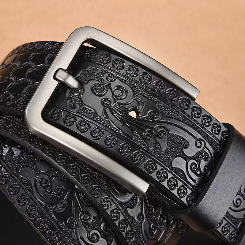 Echt Jeans-Gürtel Herren Damen Echt Leder Gürtel Schnalle Schwarz Braun Fashion NEU
