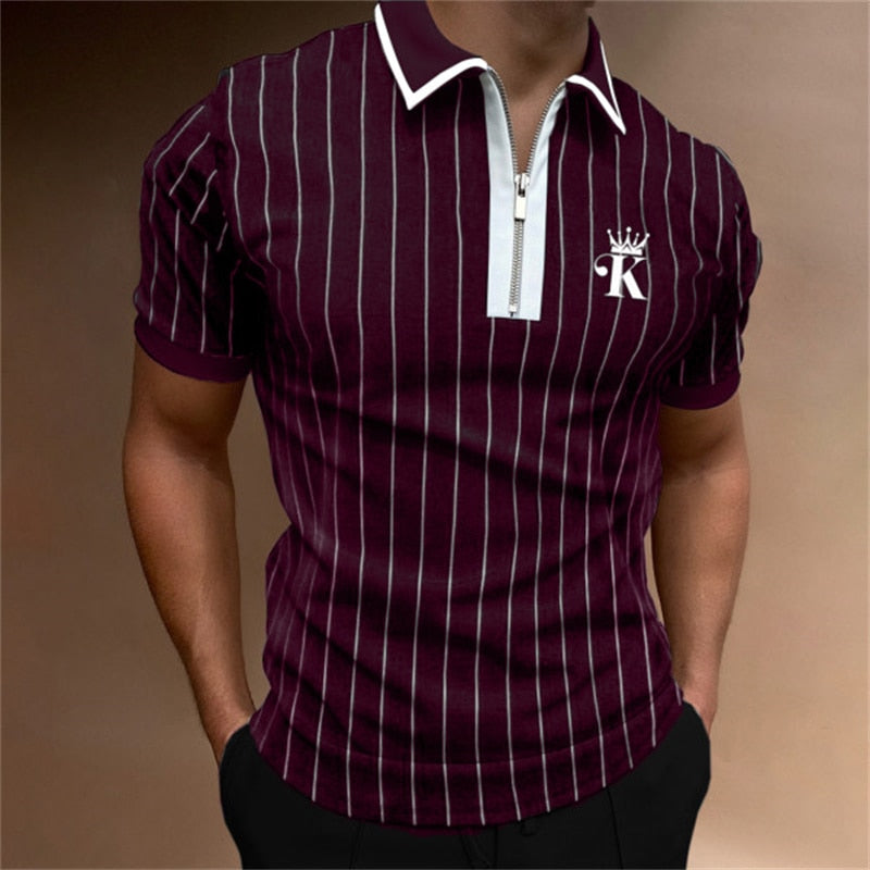 Herren Poloshirt POLO Shirt Zip Kontrast Kragen Kurzarm Slim Fit Hemd Polohemd
