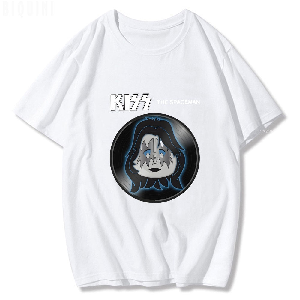 Herren 3D T-Shirt Rundhals Unisex Kiss Streetwear Hard Rock Band 100% Baumwolle