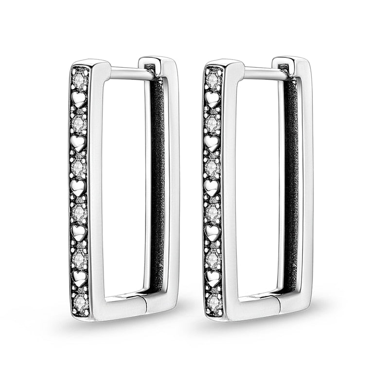 1 Paar Creolen aus 925 sterling Silber Ohrringe Ohrschmuck Zirkonia Ohrstecker