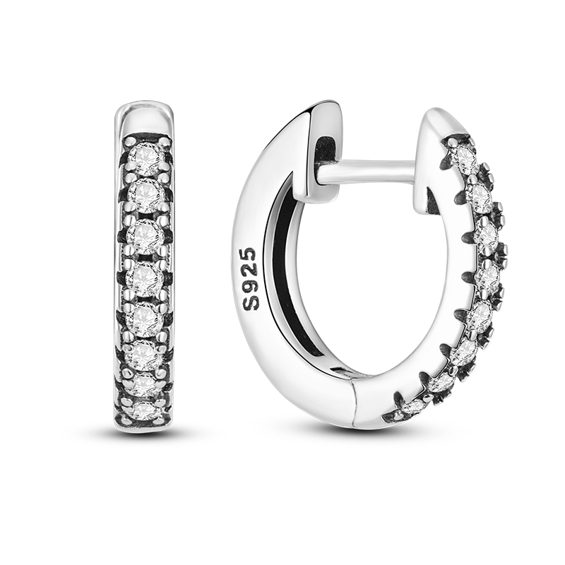 1 Paar Creolen aus 925 sterling Silber Ohrringe Ohrschmuck Zirkonia Ohrstecker