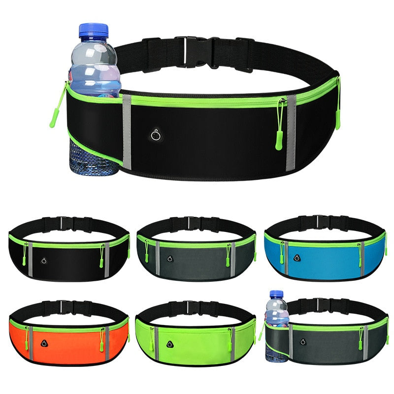 Laufen Gürtel mit Wasserflasche Taille Pack Reißverschlusstaschen Tasche Joggen
