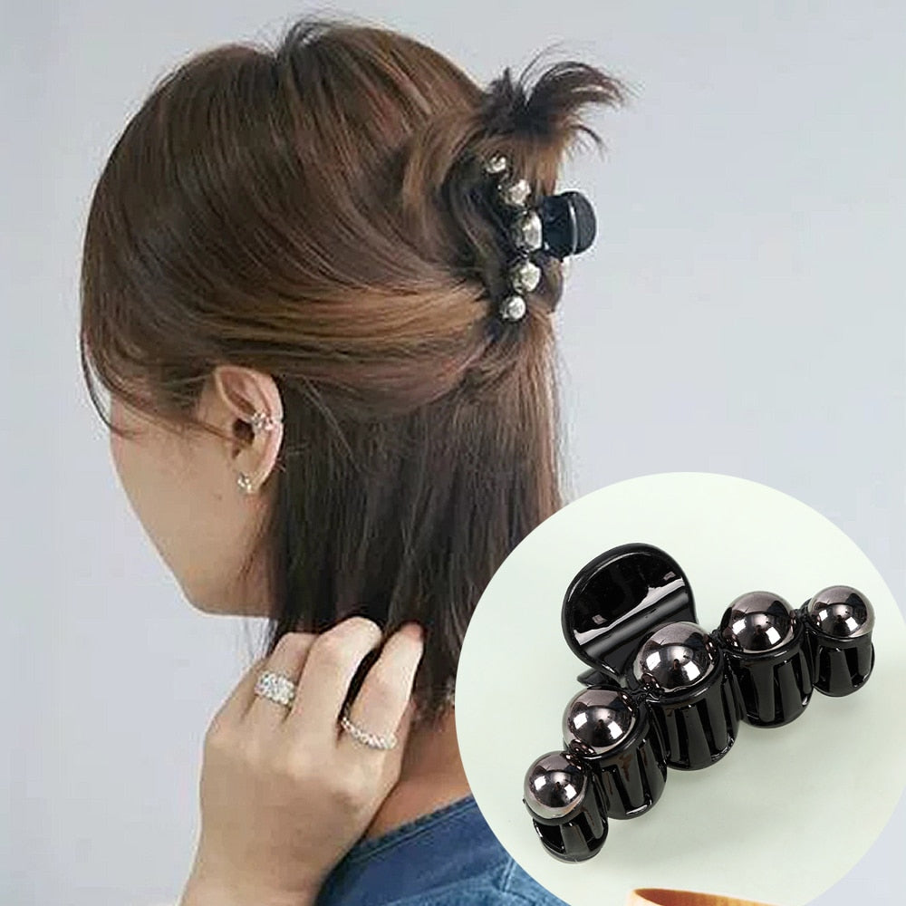 Damen Groß Perlen Haar Klauen Elegant Acryl Haarspange Hyperbole Haarklammer Neu