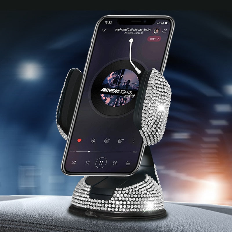 Auto Handy Halterung KFZ Armaturenbrett Smartphone Halter Saugnapf Strass