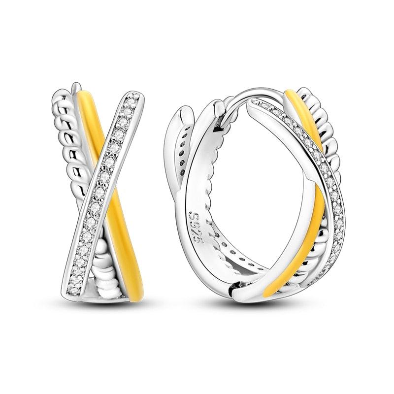 1 Paar Creolen aus 925 sterling Silber Ohrringe Ohrschmuck Zirkonia Ohrstecker