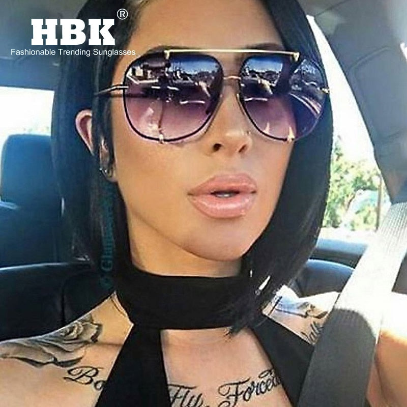 Designer Übergroße Pilot Sonnenbrille Polarisierte Damen Rund Spiegel Gläser