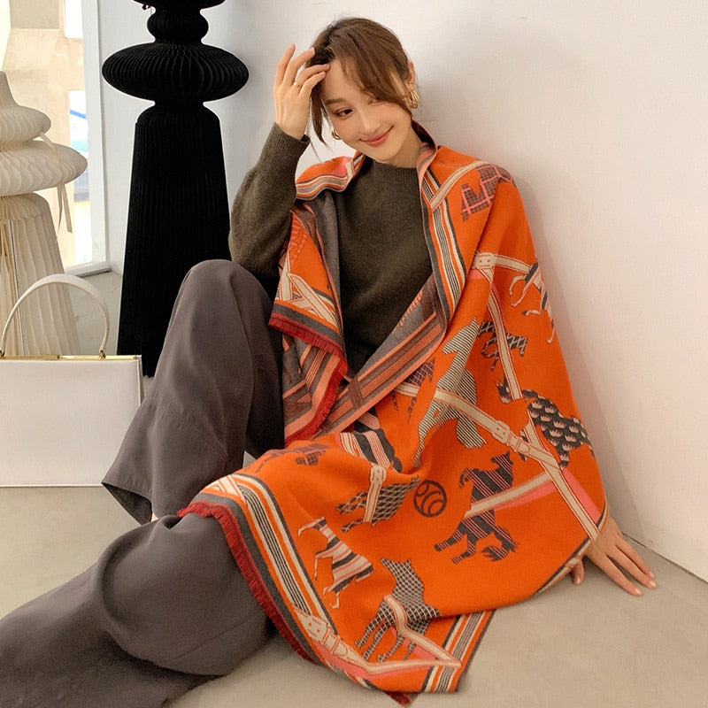 XXL Damen Winterschal Kaschmir Viskose Stola Schlauchschal  Halstuch Strickschal Loop NEU