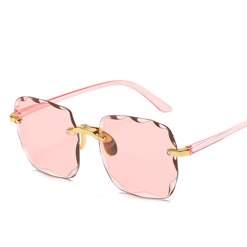 Damen Randlose Sonnenbrille Luxus Quadratische Gläser UV400 Brillen Retro Fashion