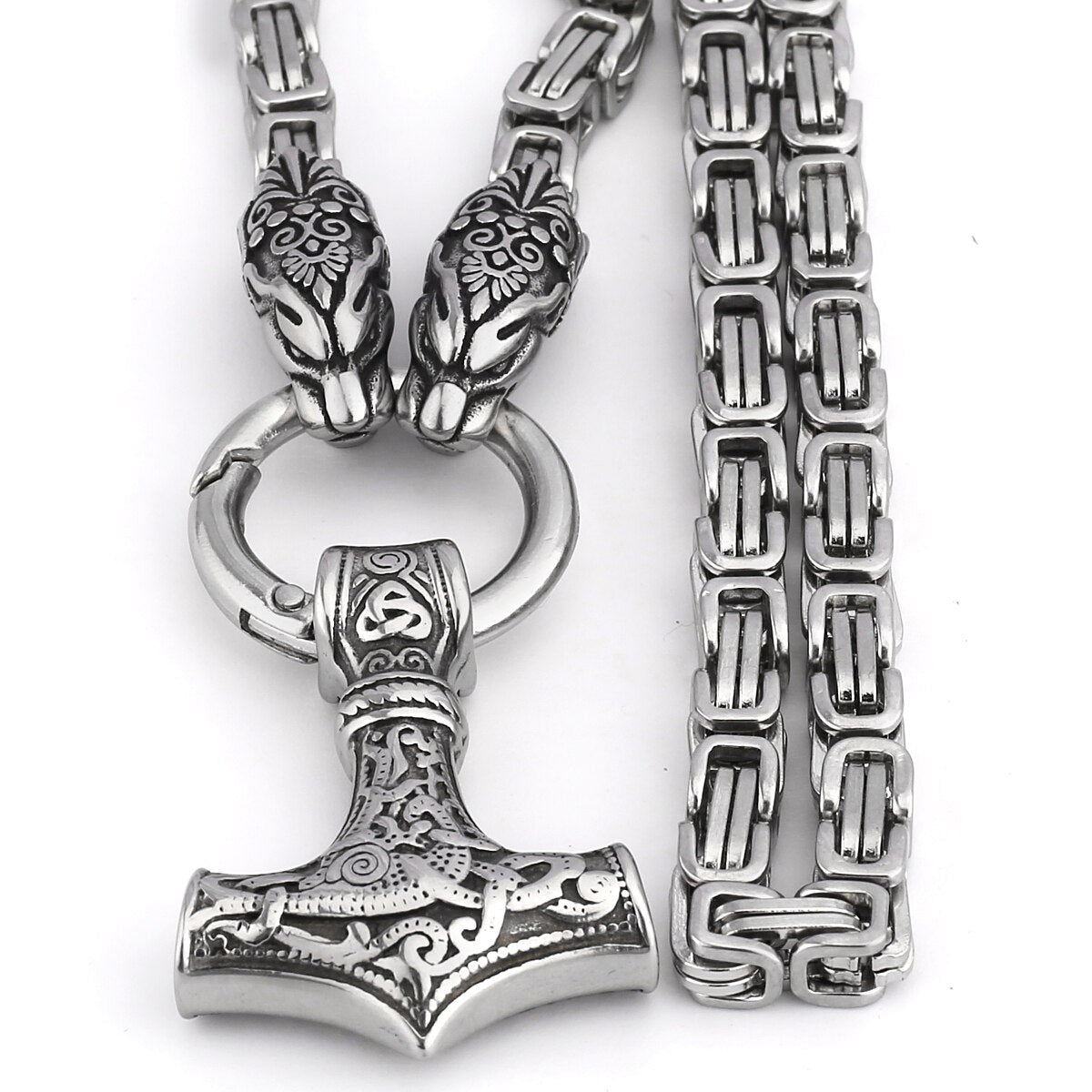 Thors Hammer Mjölnir Edelstahl Halskette Königskette silber gold Wikingerschmuck