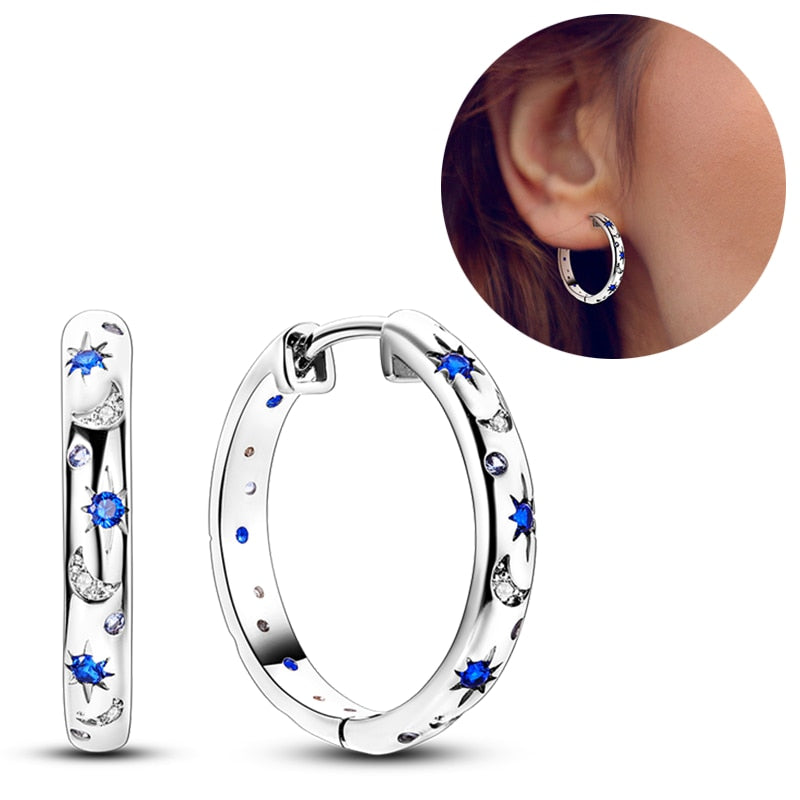 1 Paar Creolen aus 925 sterling Silber Ohrringe Ohrschmuck Zirkonia Ohrstecker
