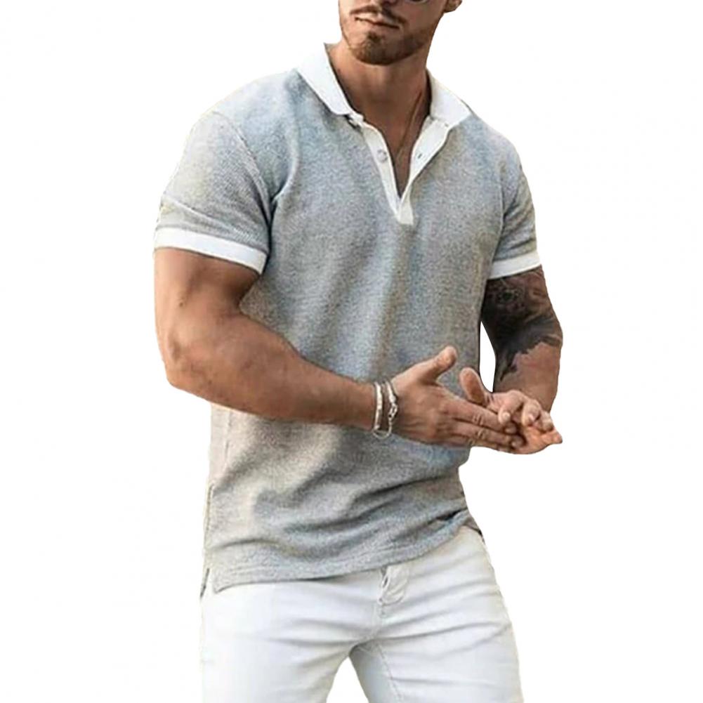 Herren Poloshirt Kontrast Kragen Polo Kurzarm Slim Fit Hemd Polohemd T-Shirt NEU