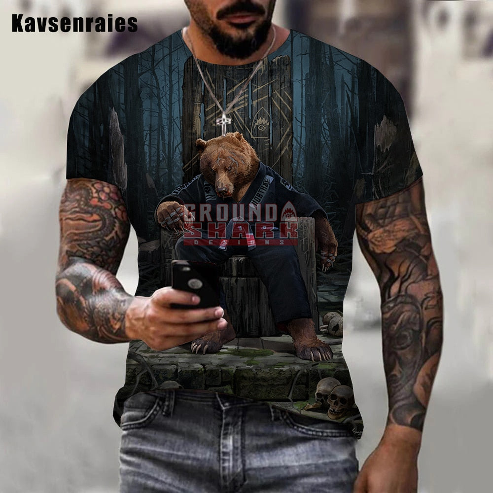 Fashion Herren Boxing Dog 3D T-Shirt Rundhals Unisex Men Fight Club Streetwear