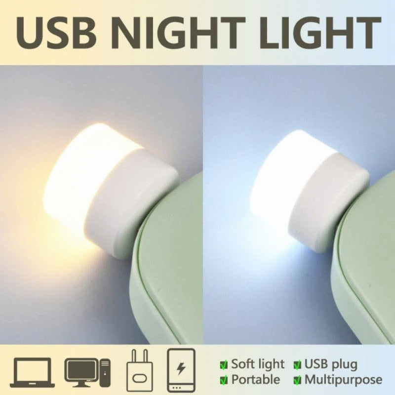 5Stk Mini USB LED Nachtlicht Augenschutz Lampe Computer Nachtlampe Warmweiß