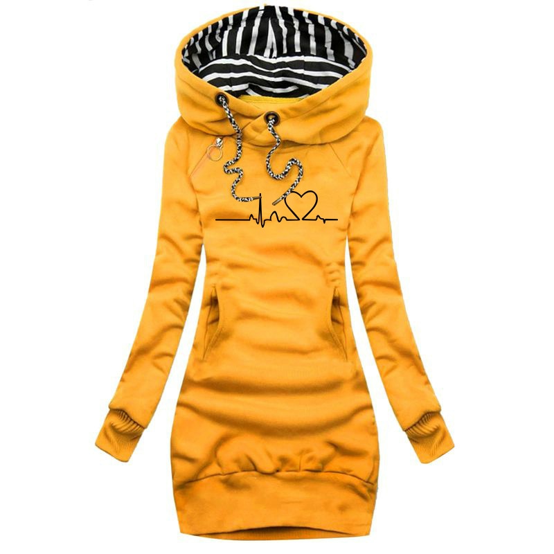 Dame Kapuzenpullover Minikleid Hoodie Sweatshirt Longtops Tunika Jumper Kleid Streetwear