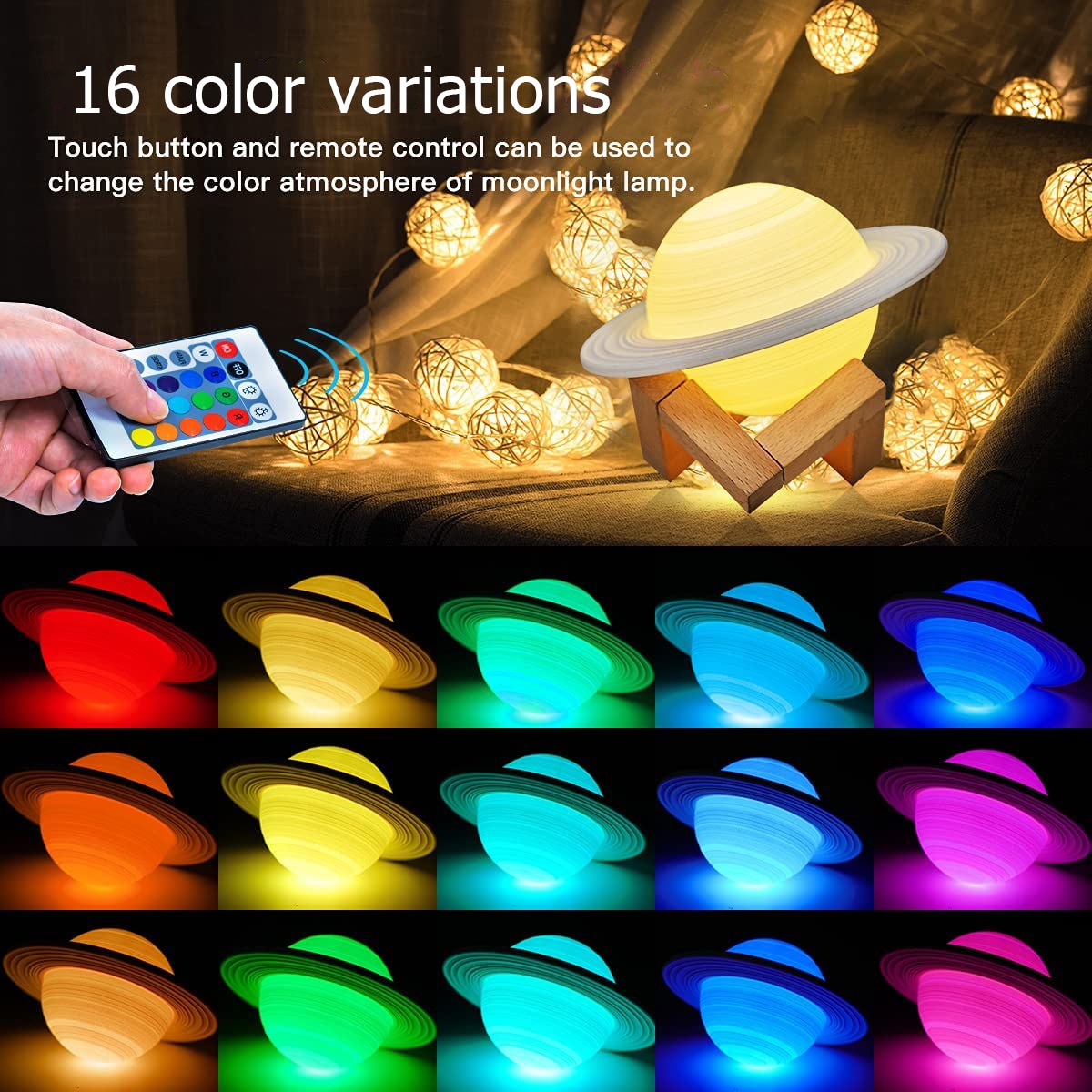 Mondlampe 3d Druck Kinder Mond Lampe Nachtlicht Dimmbar LED 16 Farbe USB Touch Lampe