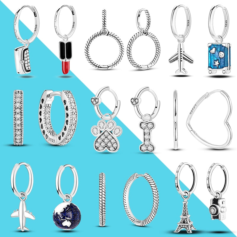 1 Paar Creolen aus 925 sterling Silber Ohrringe Ohrschmuck Zirkonia Ohrstecker